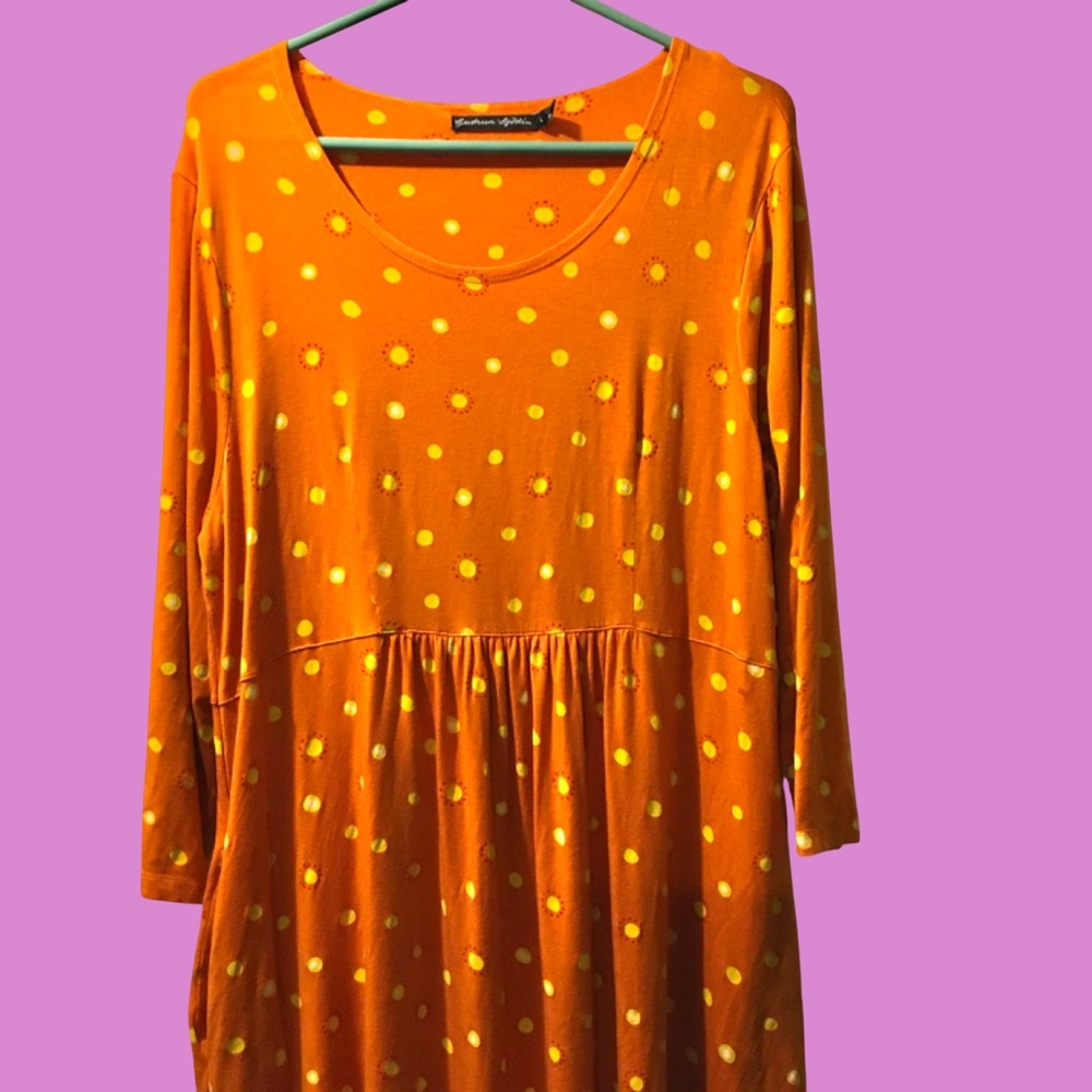 Gudrun Sjoden Orange Polka Dot Midi Dress - Picture 2 of 7